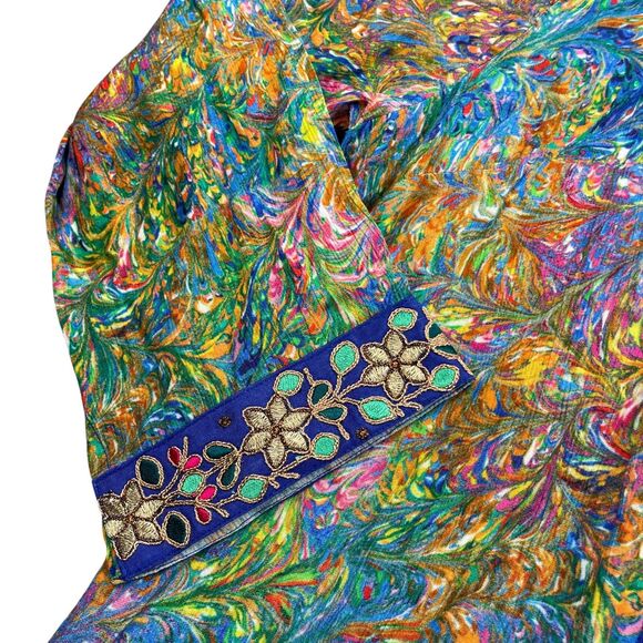 Soft Surroundings Large Ornate Open Front Cay Villa Cardi Long Duster - Picture 5 of 7